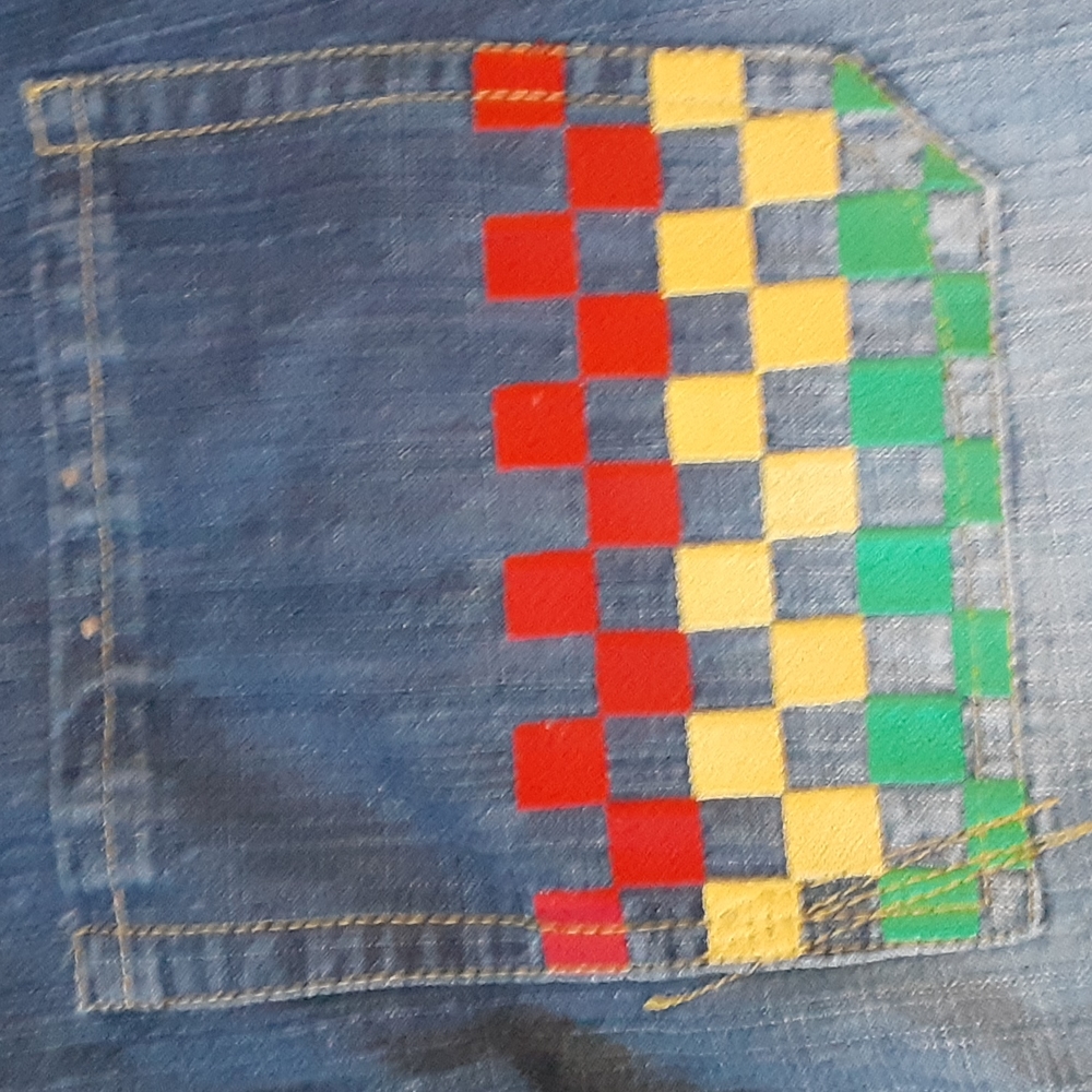 Tool Jean's, colorful checkerboard pockets,  size 44 - Picture 13 of 14